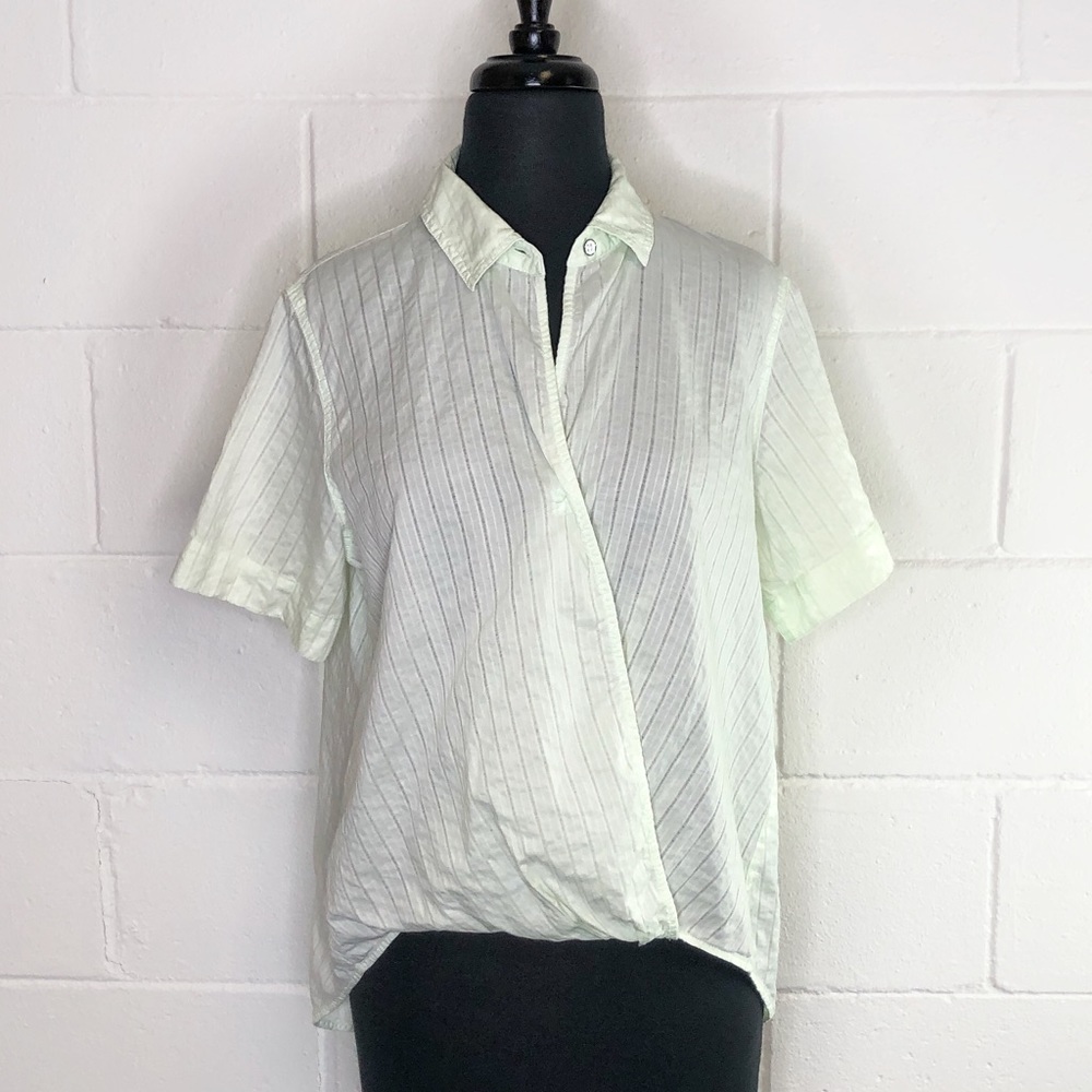 Rag & Bone Light Green Cotton Top With Wrap Front